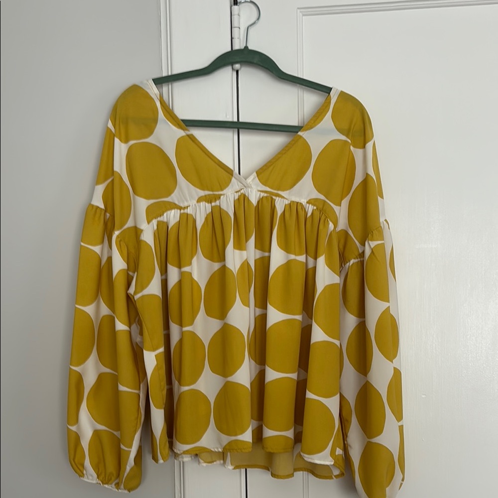 Ces Femme Mustard Polka Dot Blouse